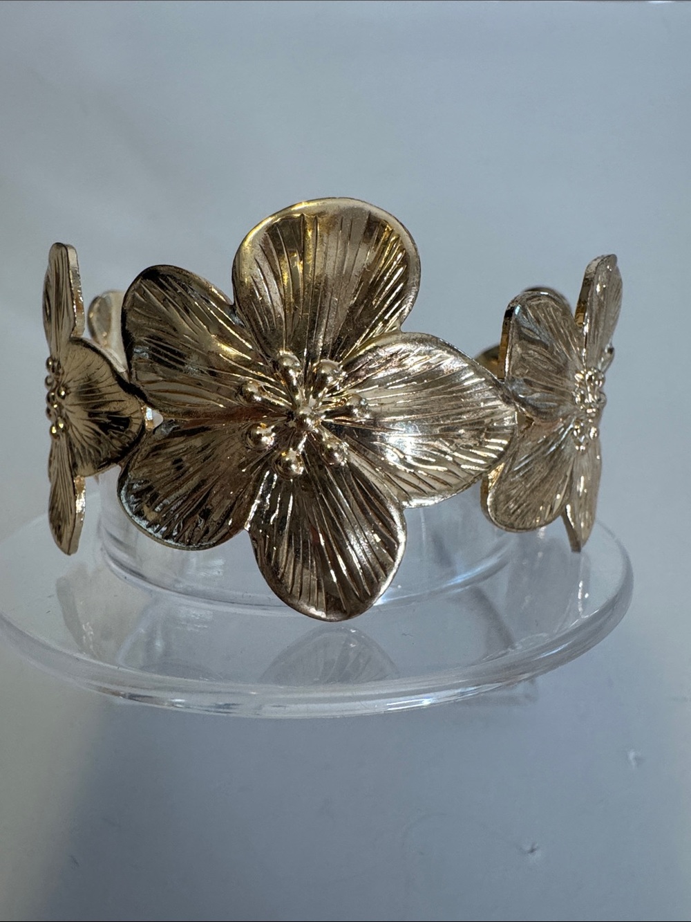 Gold Floral Statement Cuff Bracelet - Women Jewelry